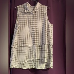White Plaid button up blouse